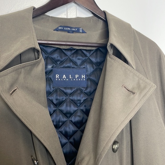 Men's Vintage Ralph Lauren double breasted trench coat brown EUC size 42R - Picture 5 of 16